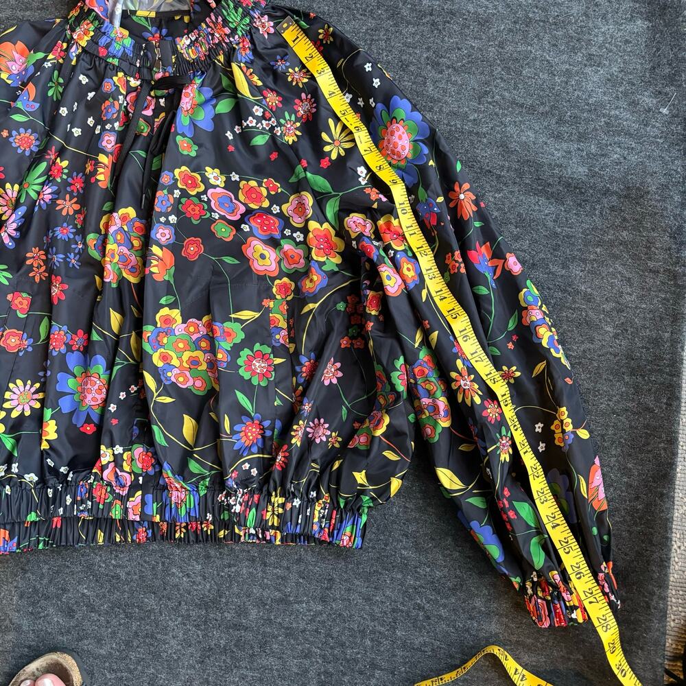 TIBI FLORAL PRINT ANORAK JACKET WITH DETACHABLE HOOD WATER REPELLENT WOMEN SZ L - Picture 12 of 15